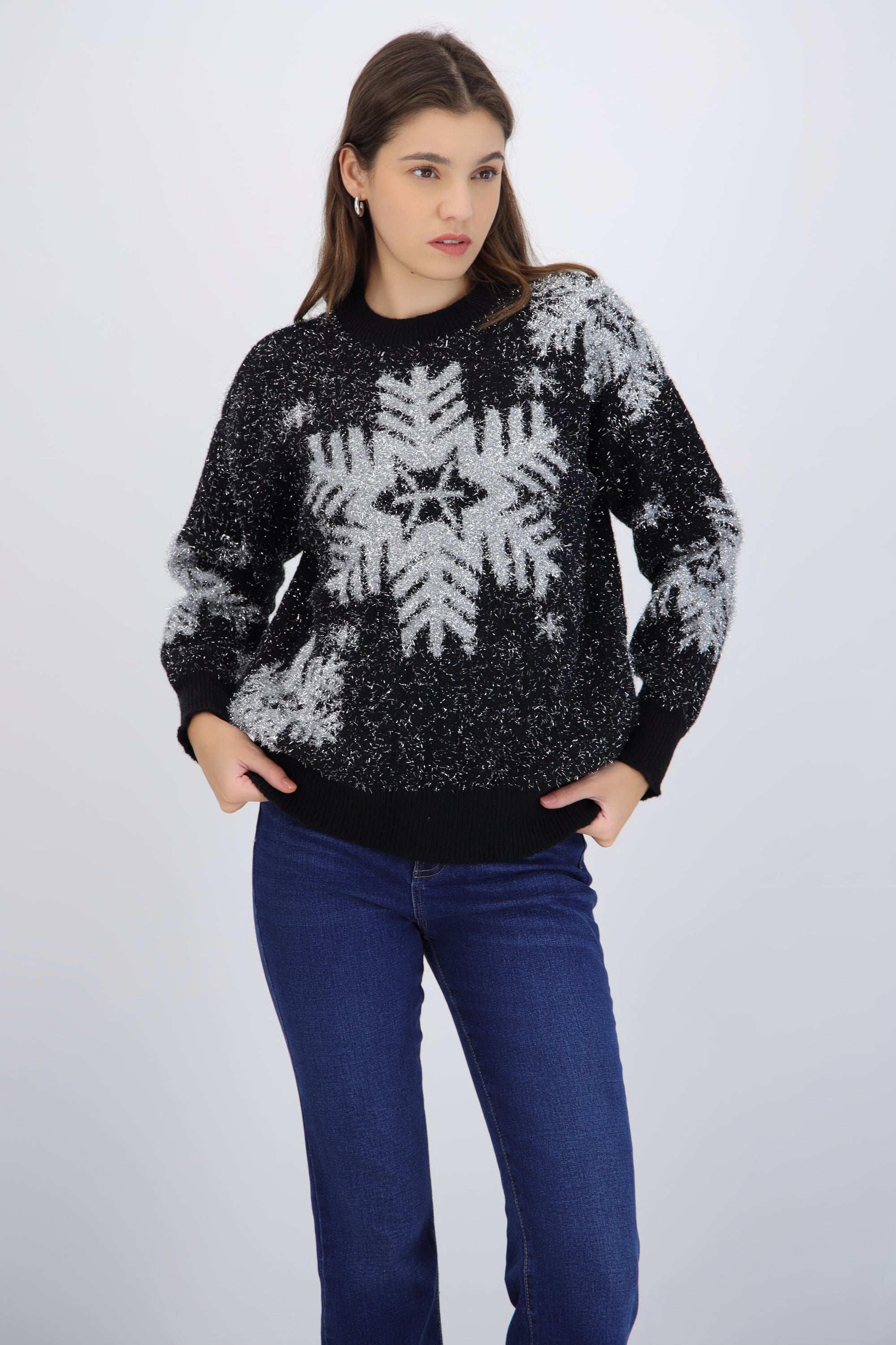 Sueter navideño copos de nieve con lurex