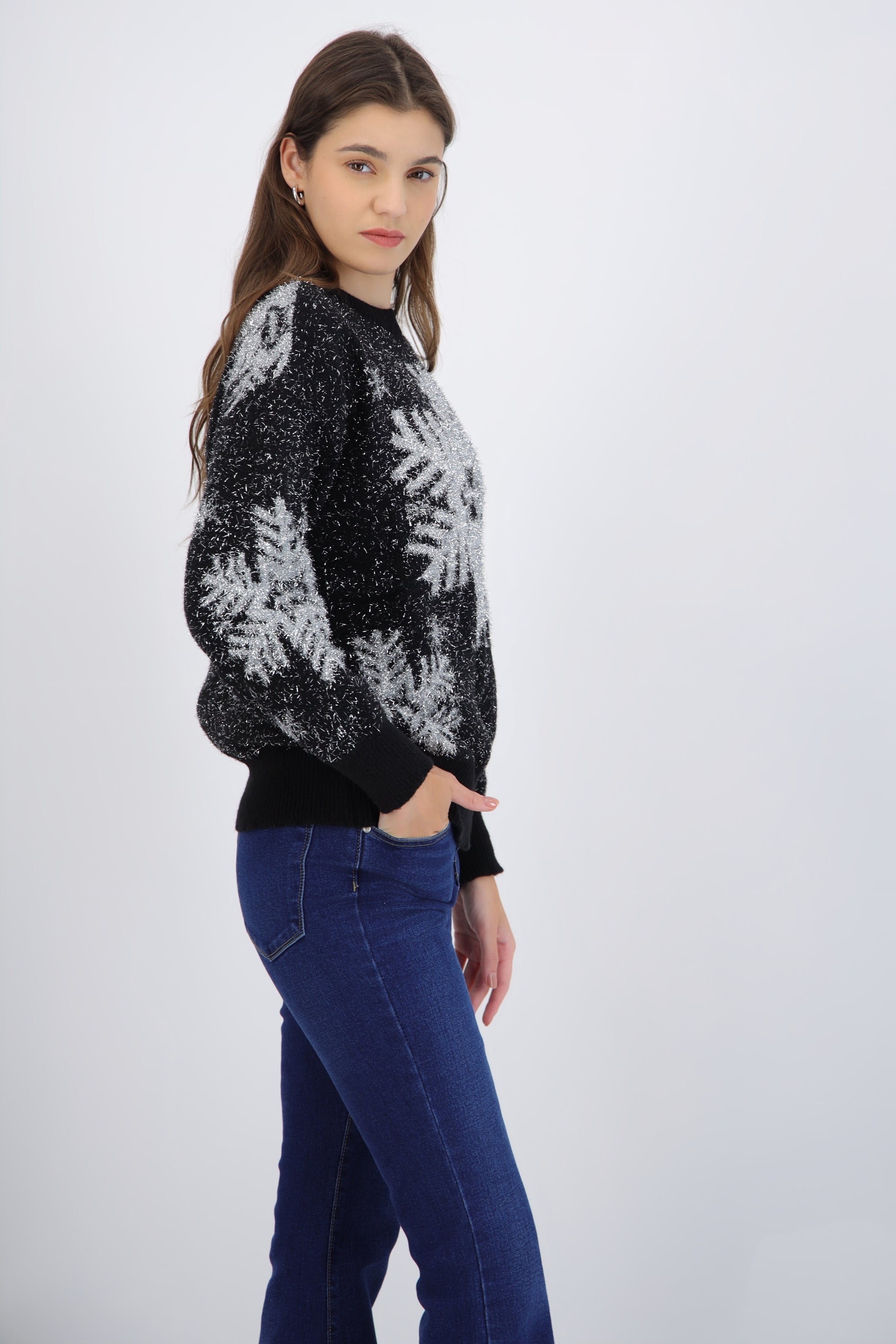 Sueter navideño copos de nieve con lurex