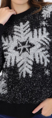 Sueter navideño copos de nieve con lurex