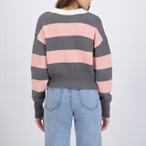 Sueter tejido cuello polo rayas
