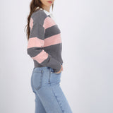 Sueter tejido cuello polo rayas