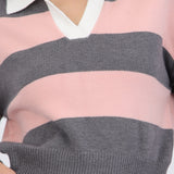 Sueter tejido cuello polo rayas