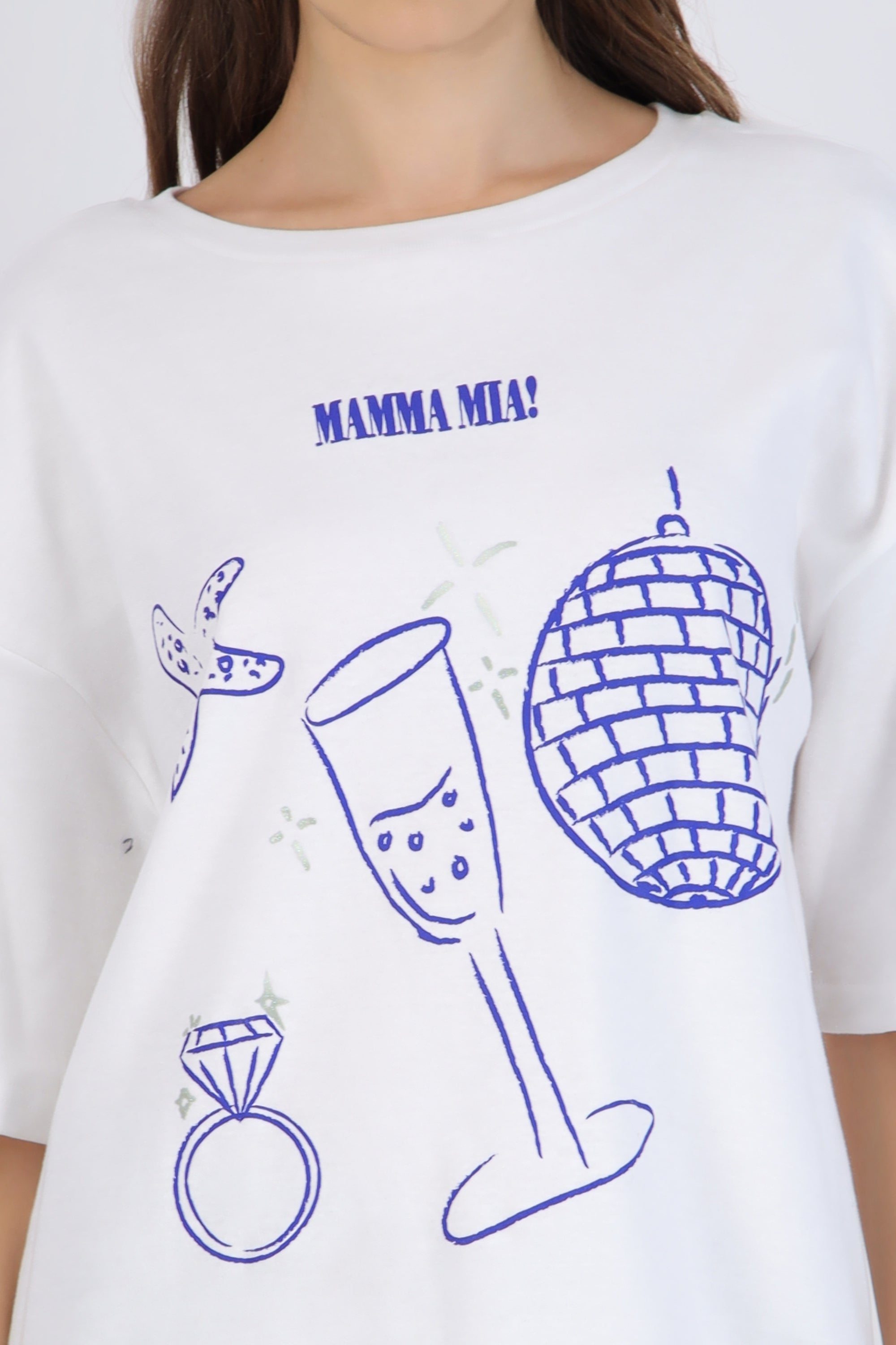 Playera over mamma mia dibujos