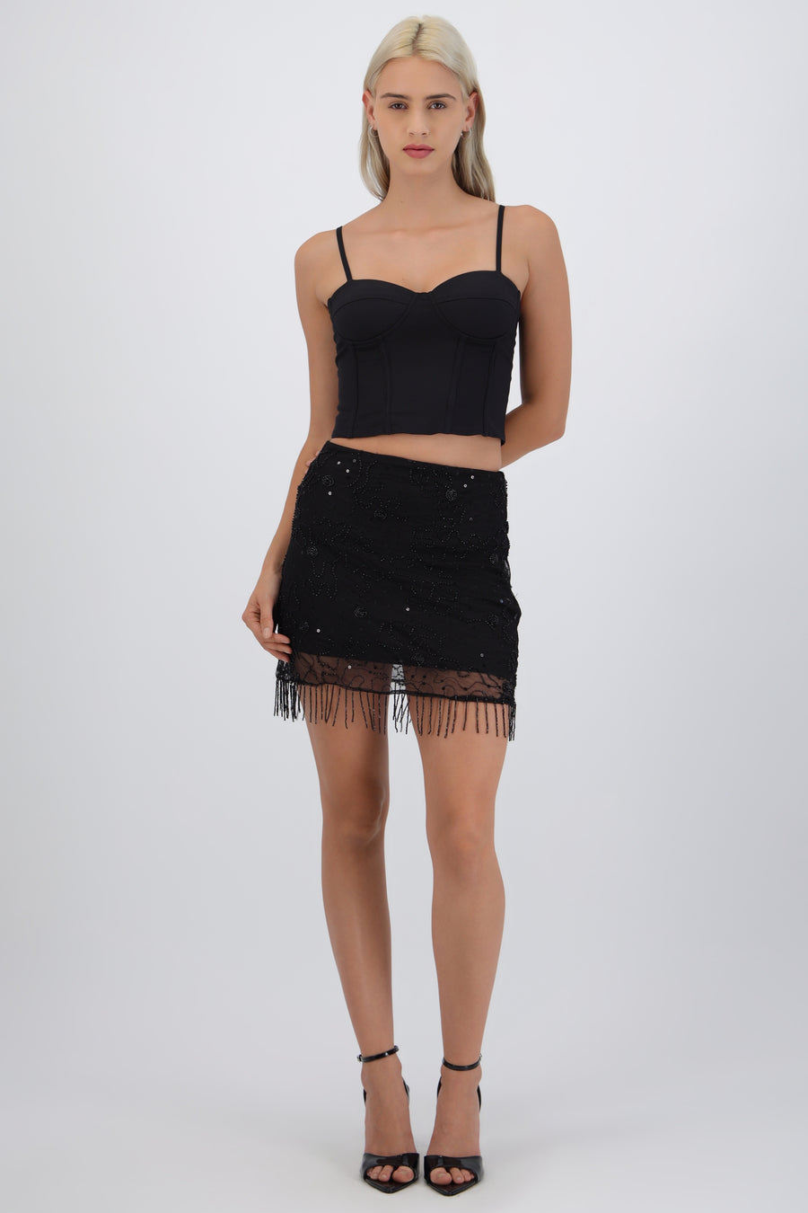 Falda mini aplicaciones lentejuela