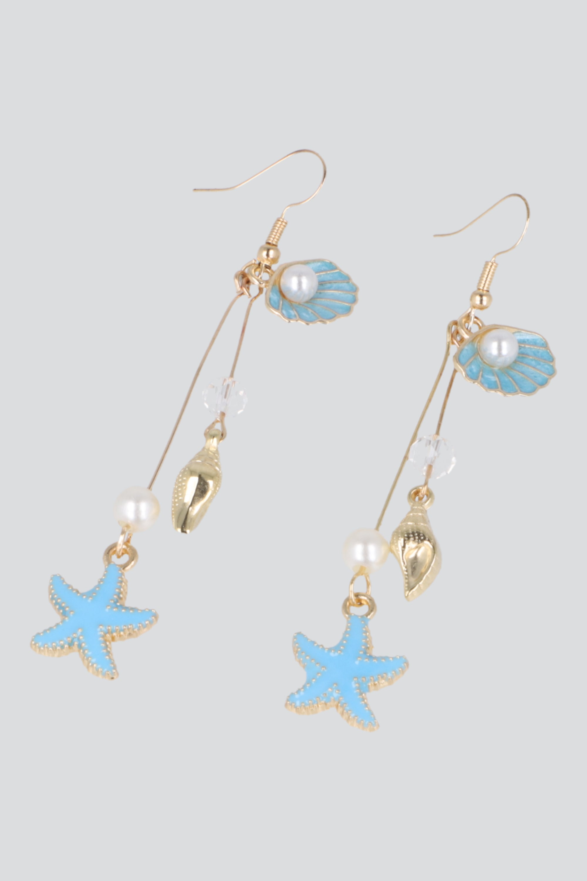Aretes colgantes concha estrella AZUL