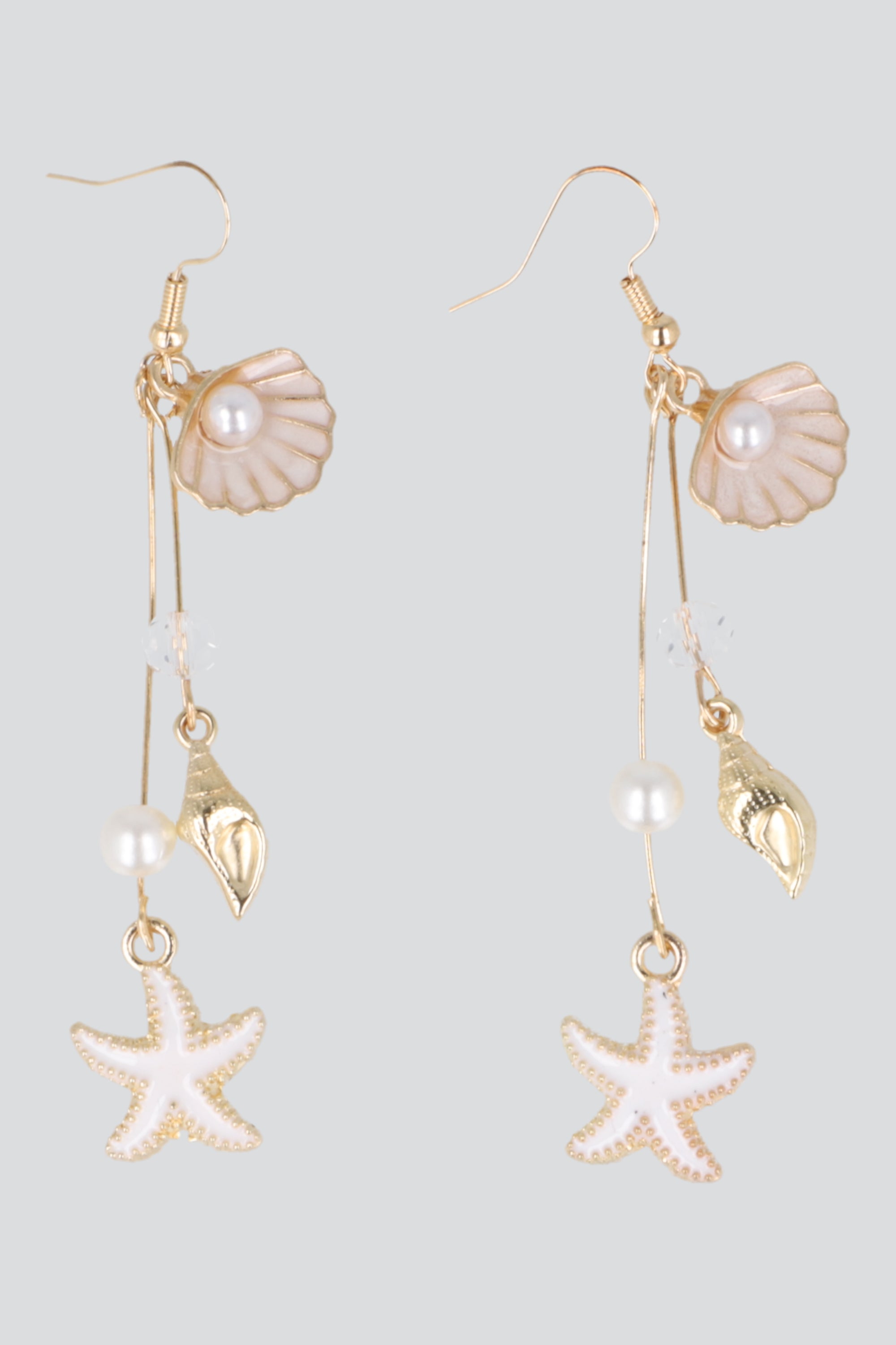 Aretes colgantes concha estrella BLANCO