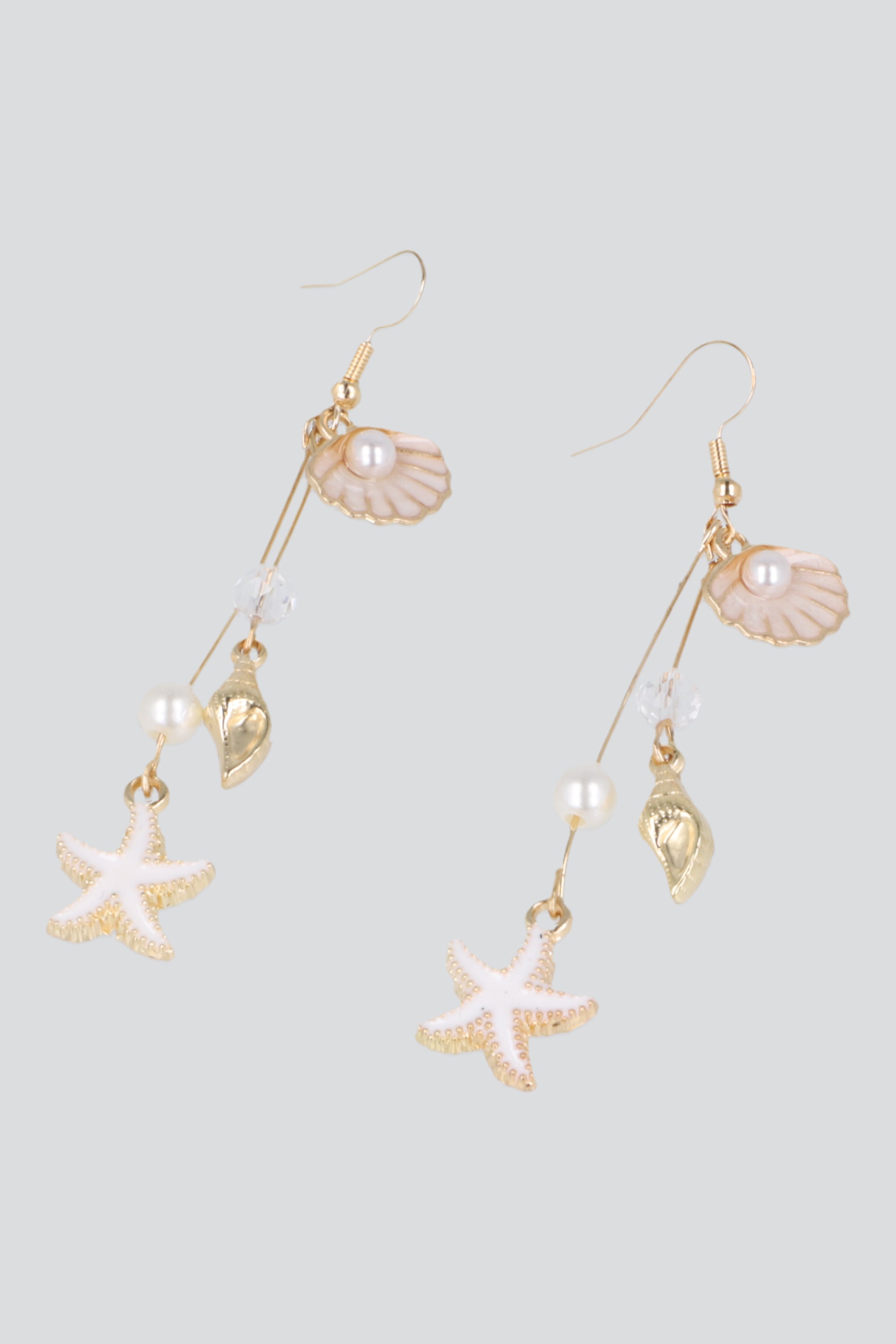 Aretes colgantes concha estrella BLANCO
