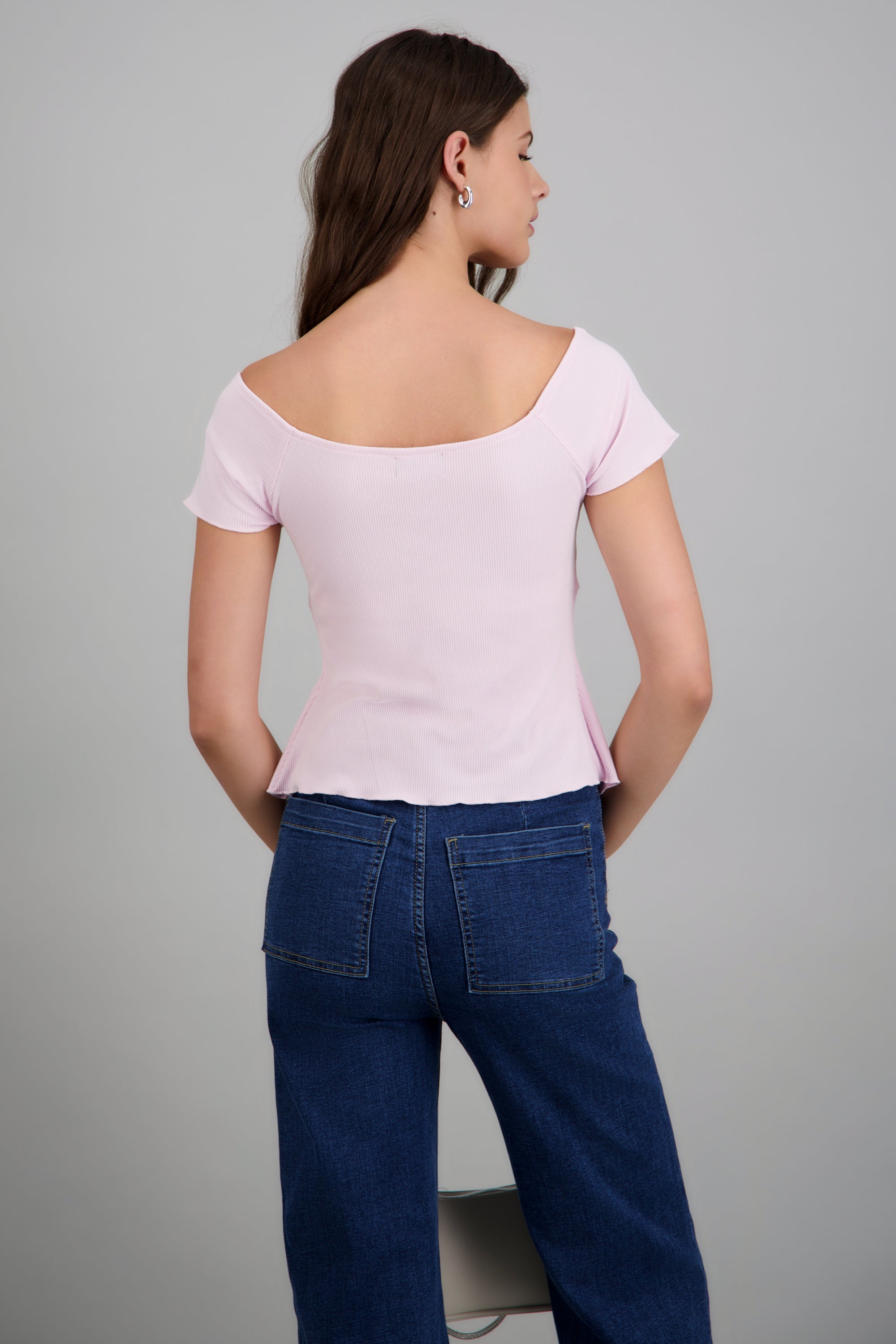 Top manga corta amarre escote ROSA PASTEL