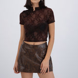 Top mesh flock estilo qipao