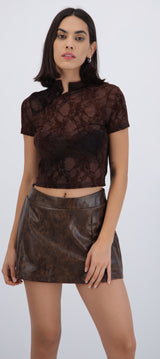 Top mesh flock estilo qipao