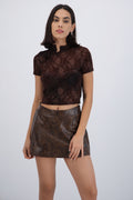 Top mesh flock estilo qipao
