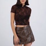 Top mesh flock estilo qipao