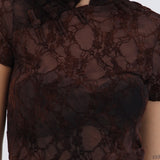 Top mesh flock estilo qipao