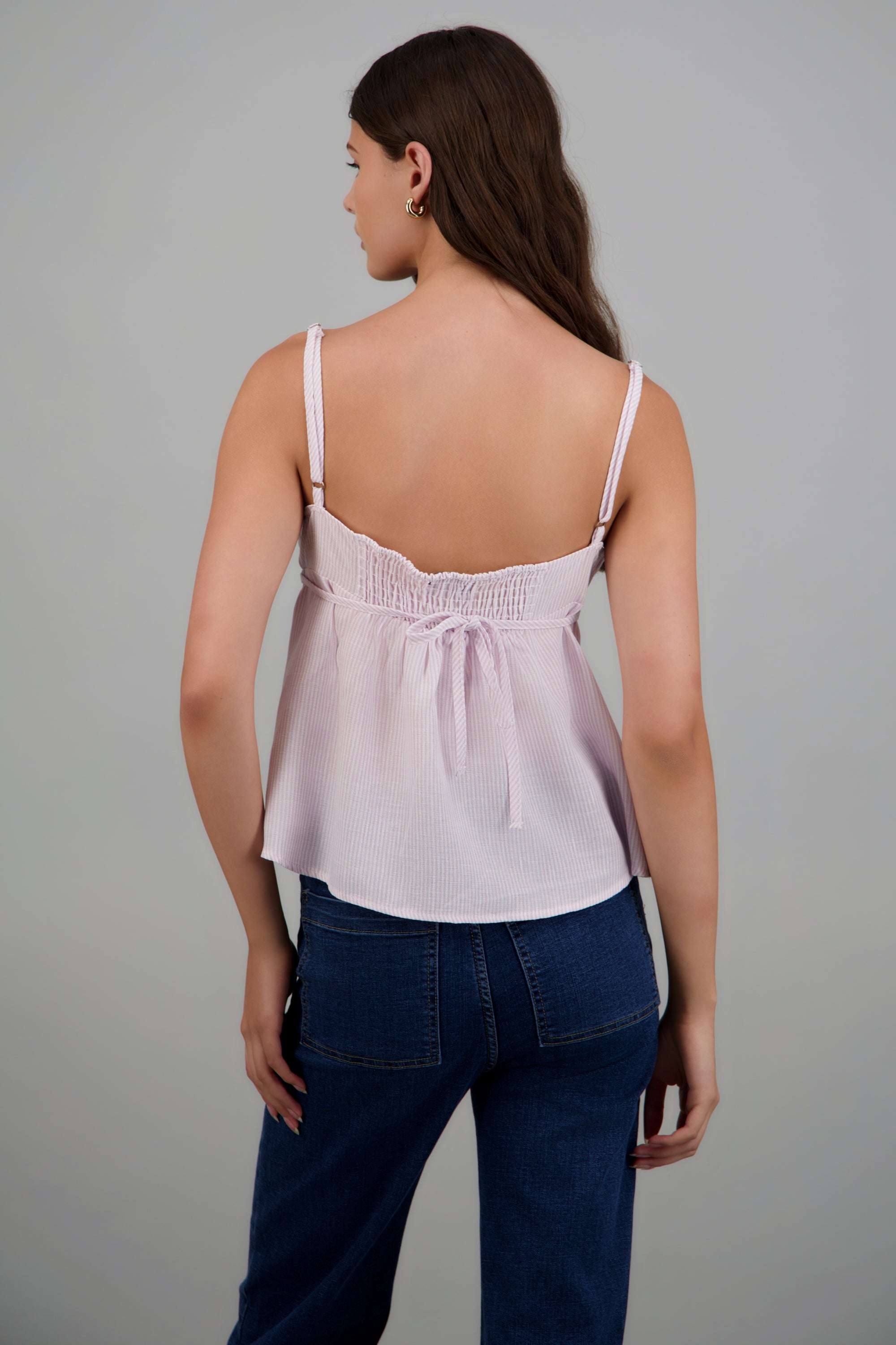 top tirantes estampado rayas botones ROSA COMBO