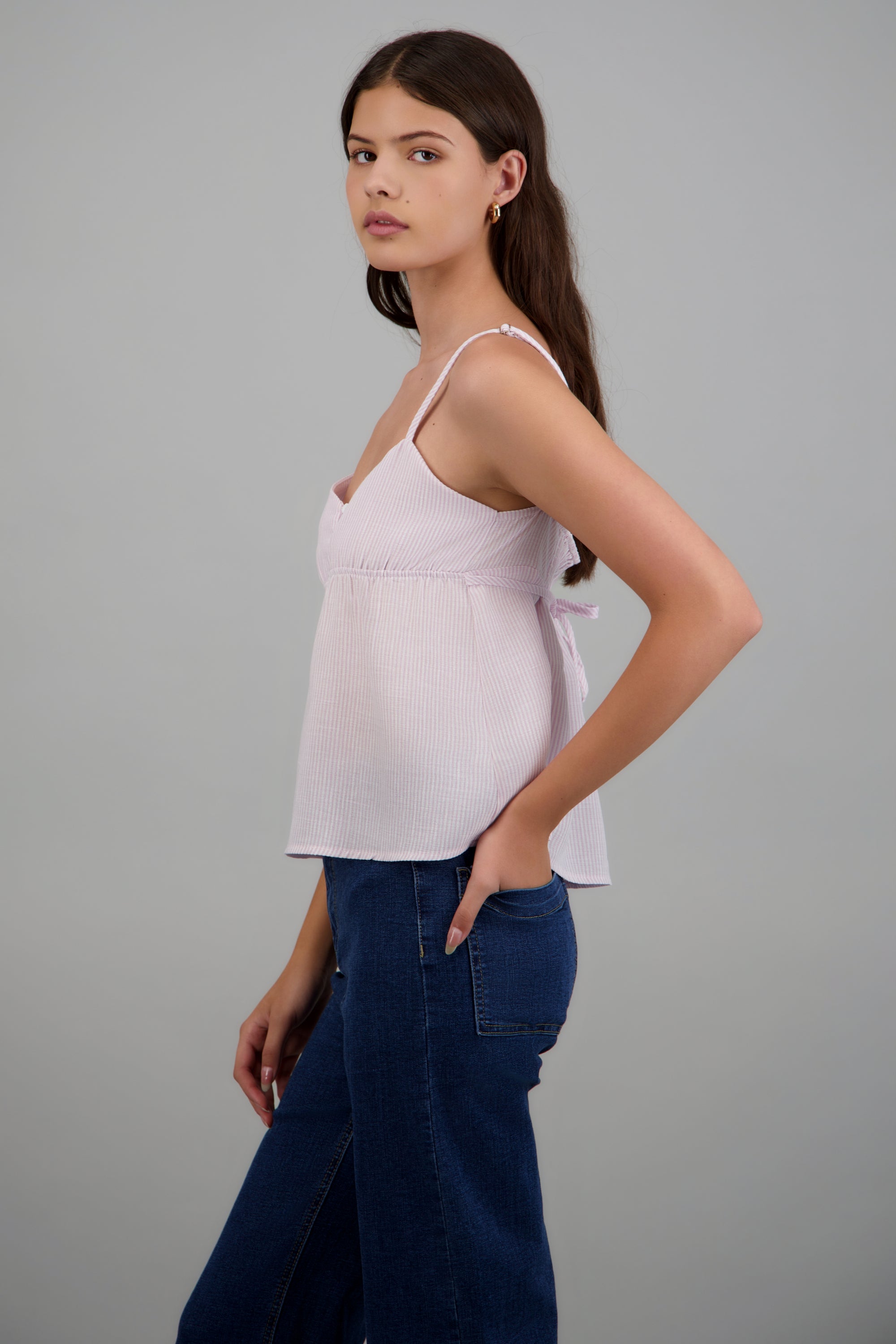top tirantes estampado rayas botones ROSA COMBO