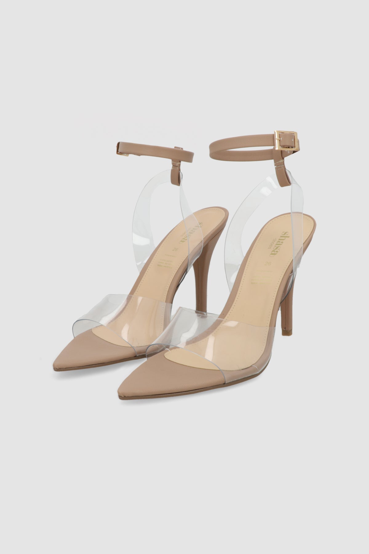 Tacon puntal alto tiras transparentes pulsera NUDE