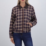 Bomber cuadros cuello PU