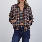 Bomber cuadros cuello PU