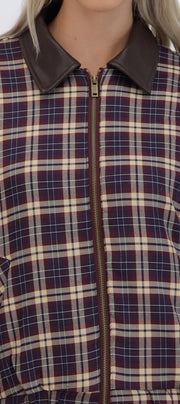 Bomber cuadros cuello PU