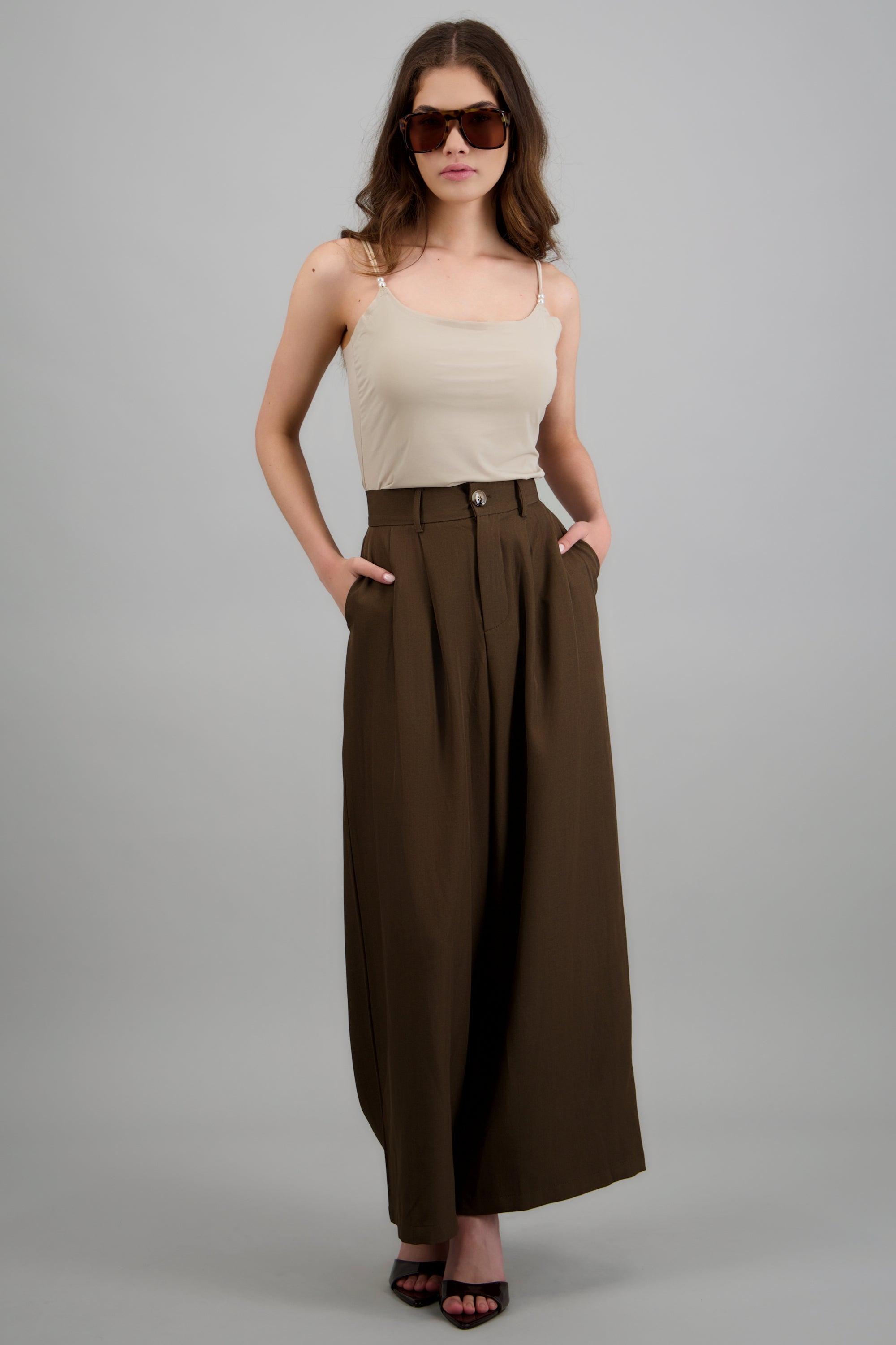 Pantalón de vestir pinzas CHOCOLATE