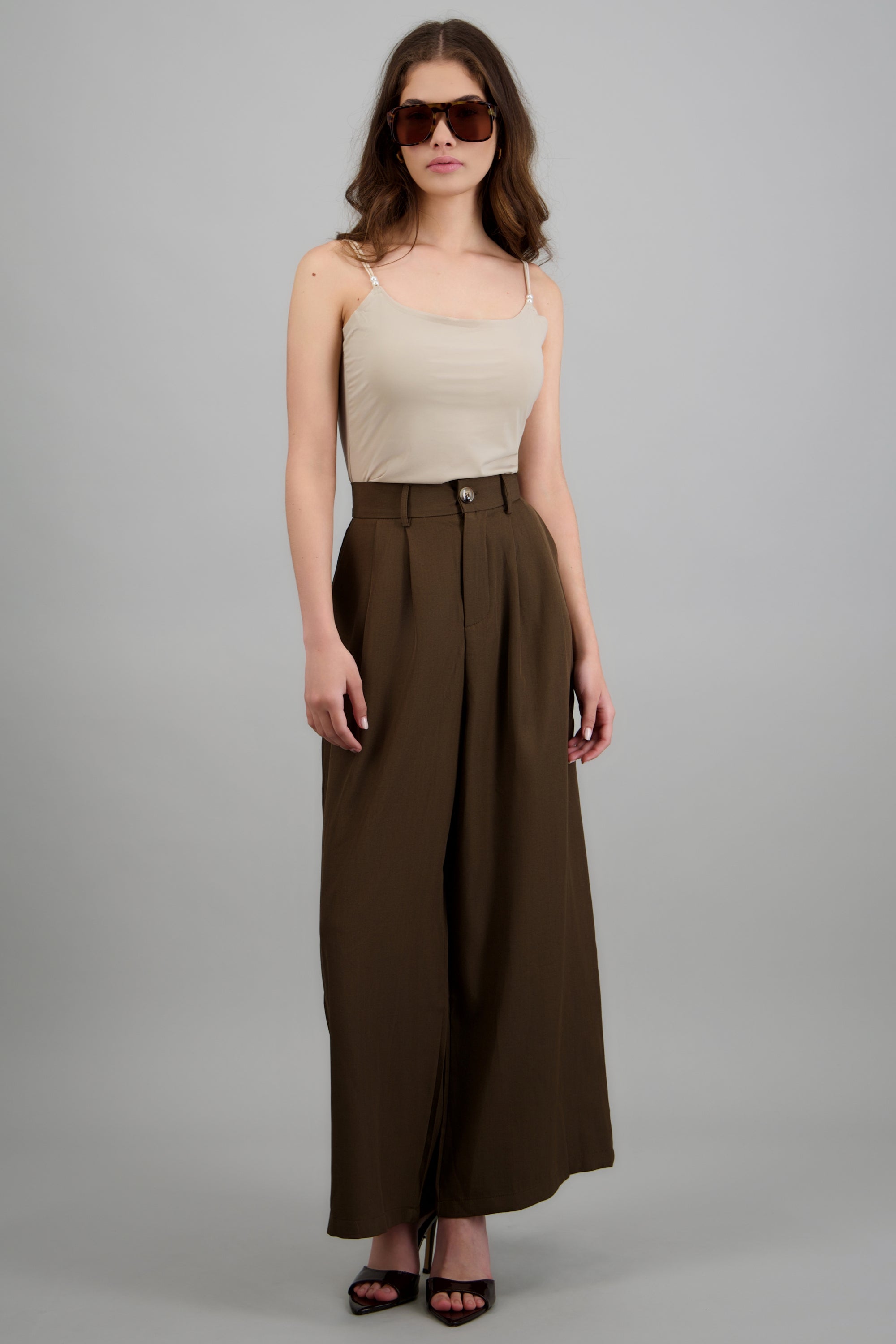 Pantalón de vestir pinzas CHOCOLATE