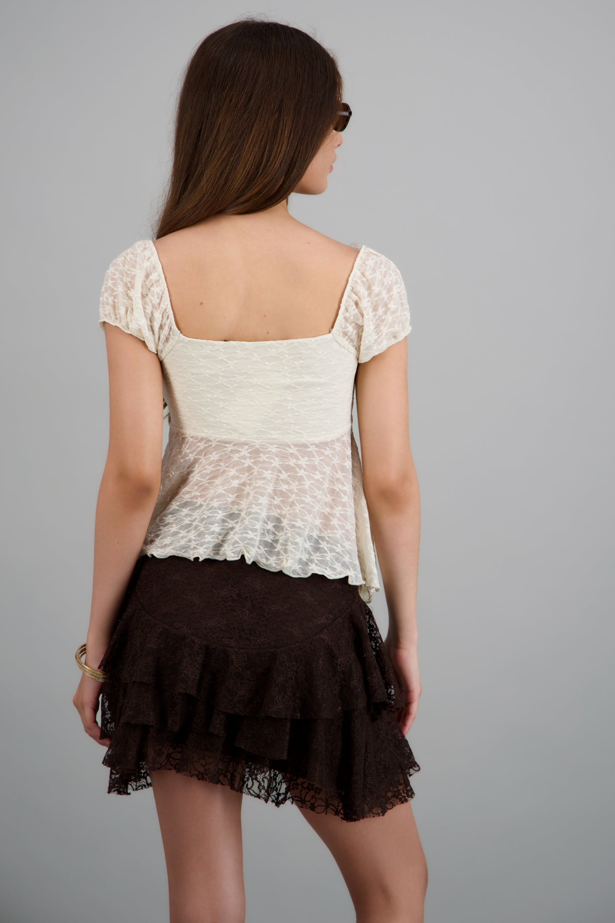 Top encaje mini olán CREMA