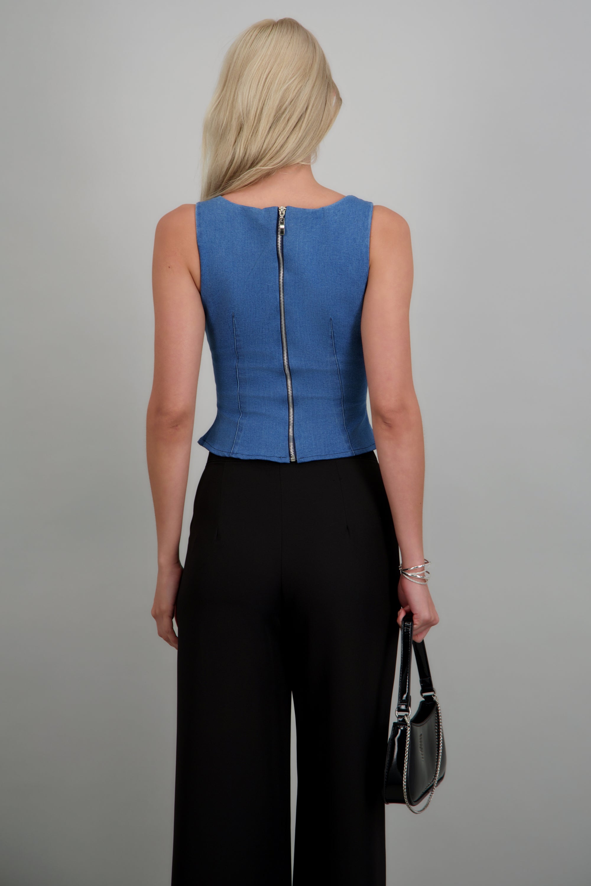 top ajustado denim MEDIUM WASH