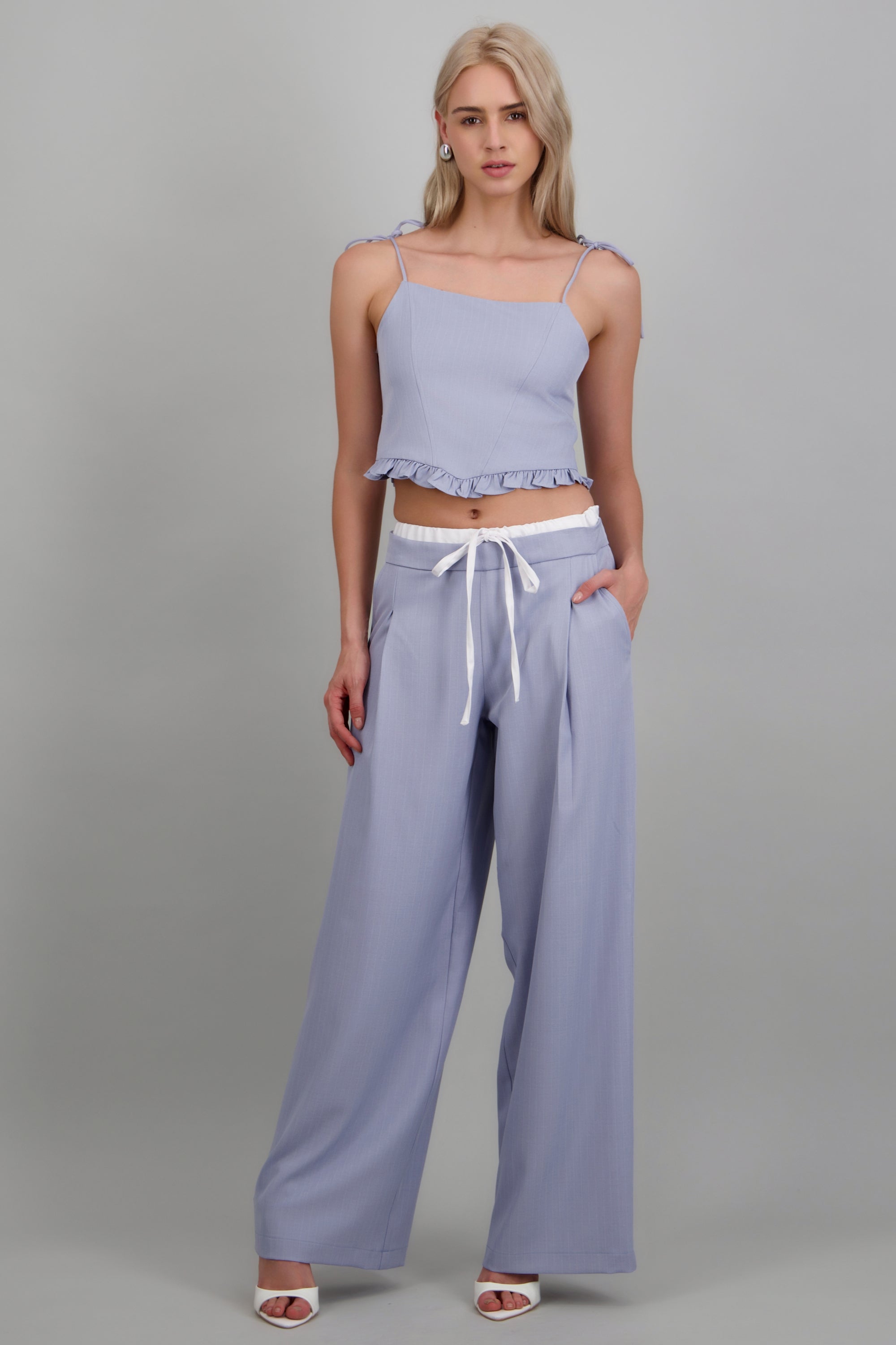 pantalon rayas detalle pretina LAVANDA