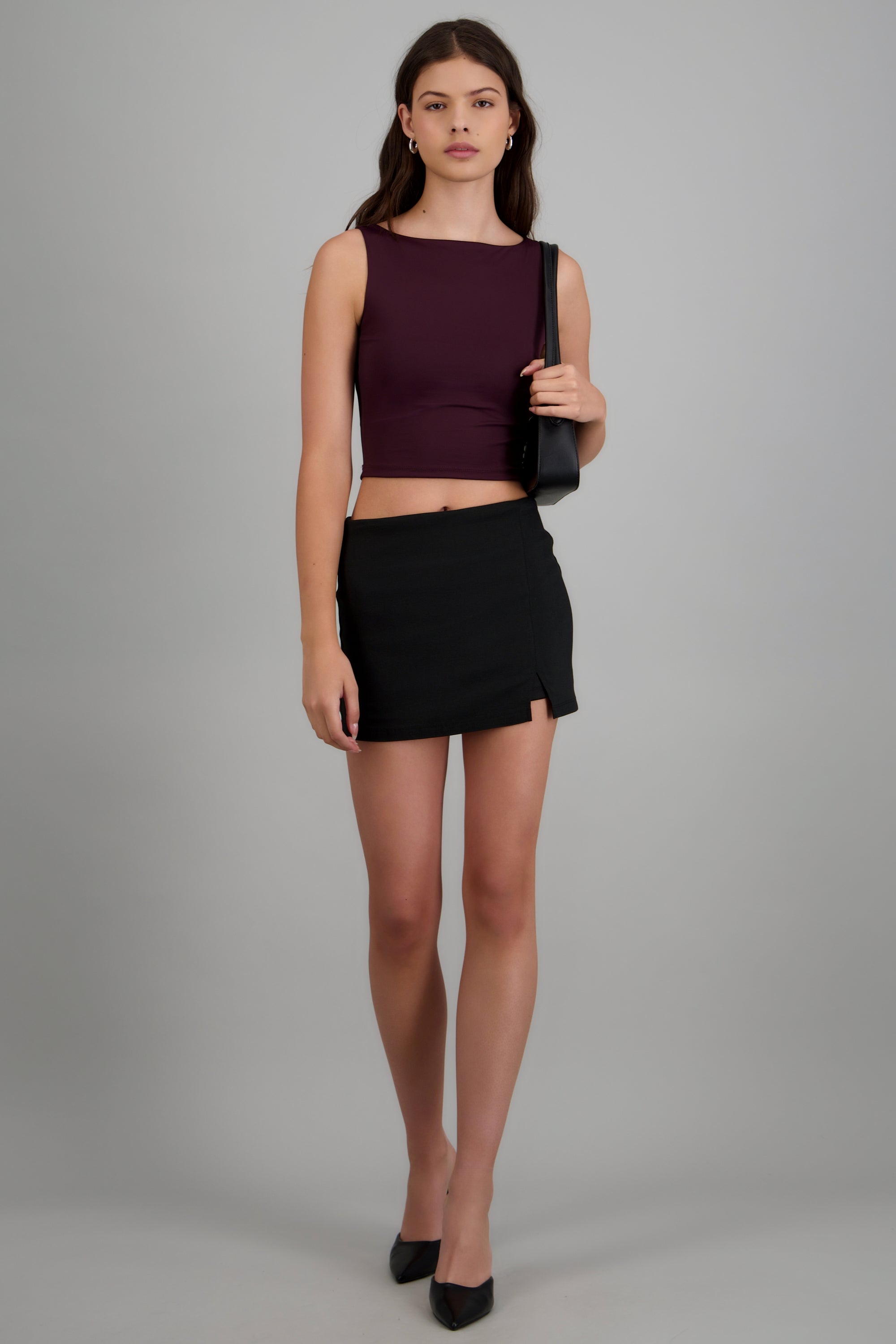 Falda mini recta NEGRO
