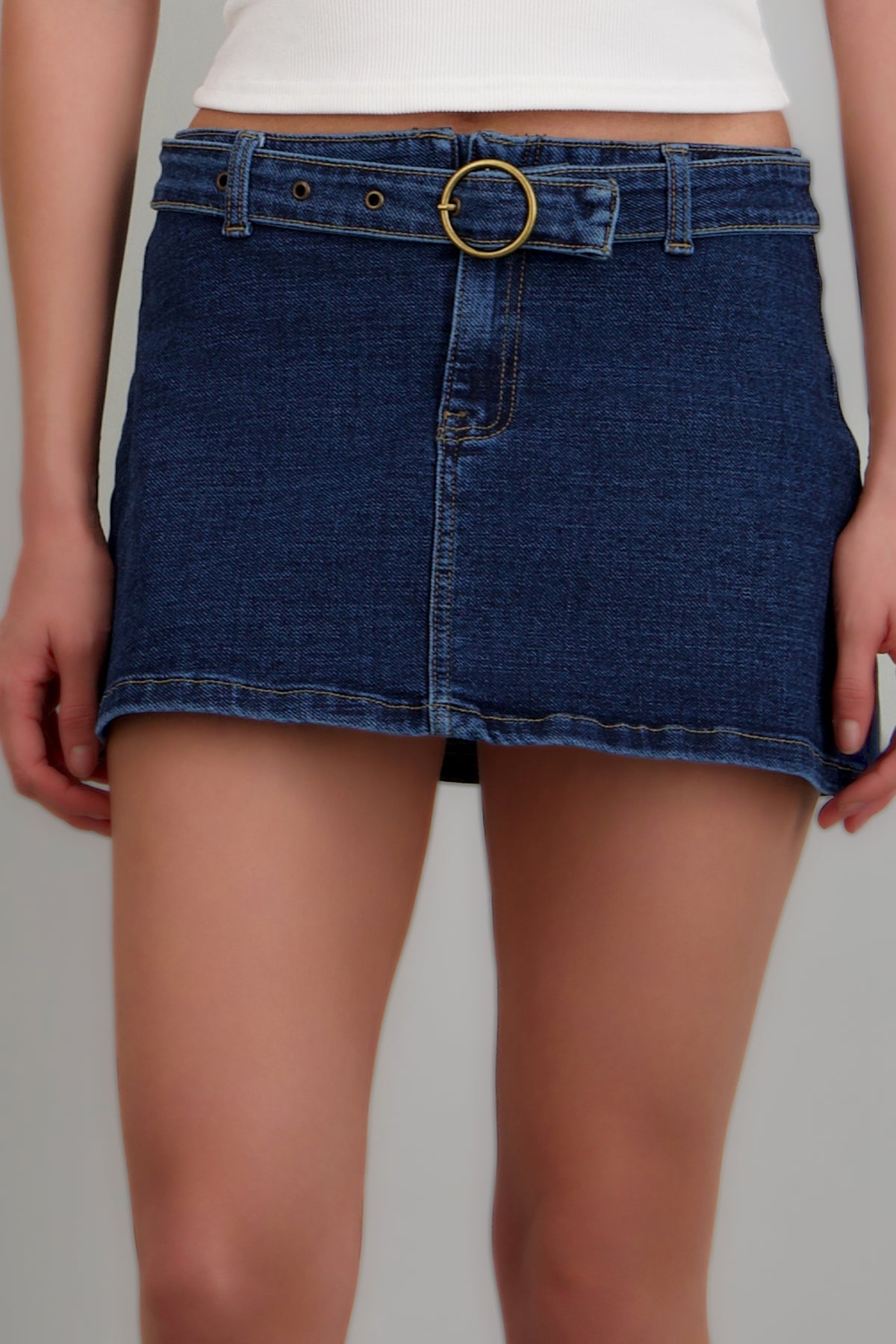 Falda corte a cinturon DARK WASH