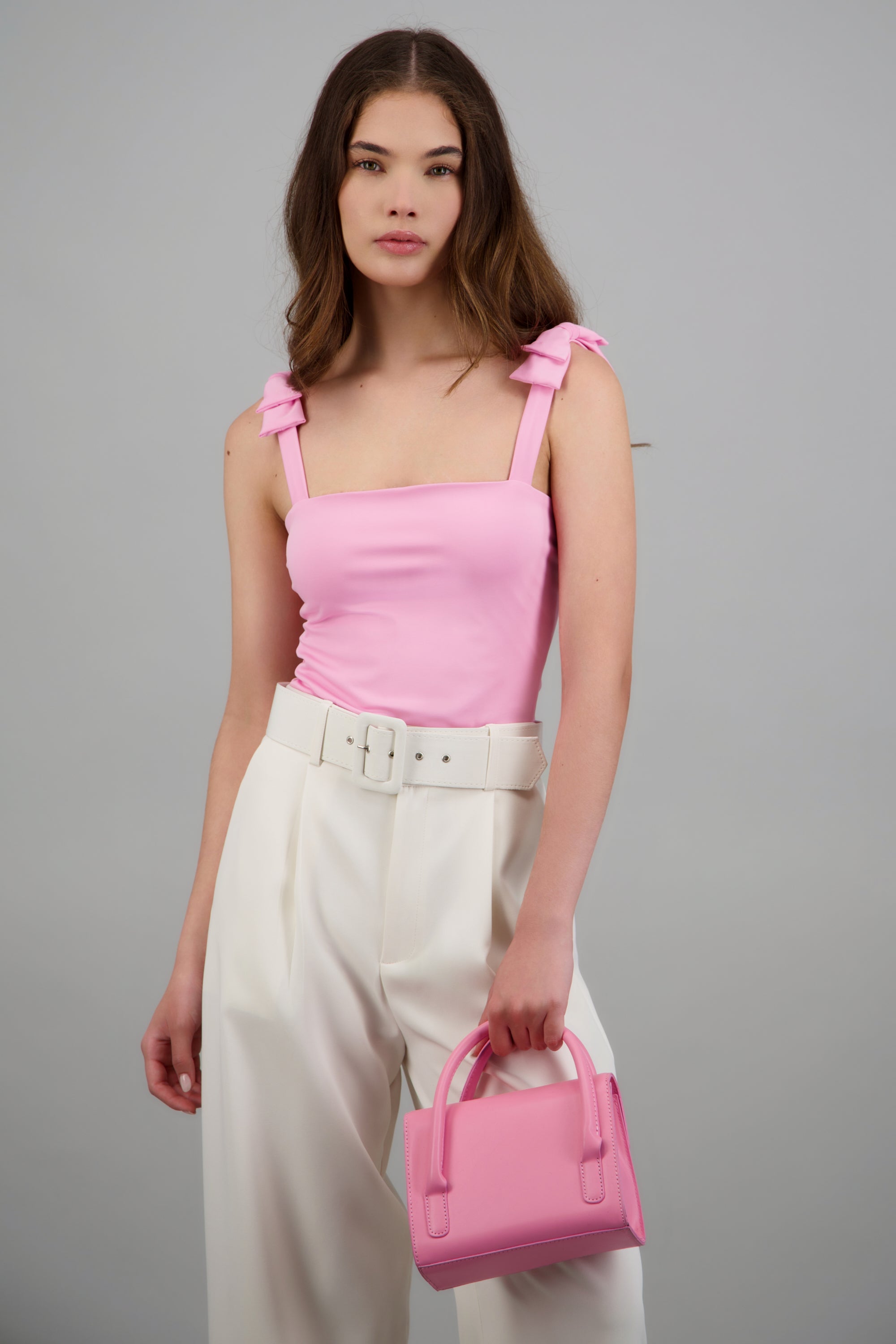 bodysuit tirantes moños escote cuadrado ROSA PASTEL