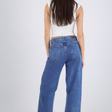 Jeans wide leg estrellas bordadas