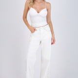 Jeans wide leg estoperoles