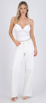 Jeans wide leg estoperoles