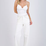 Jeans wide leg estoperoles