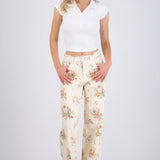 Jeans wide leg print flores