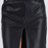 Falda midi efecto piel