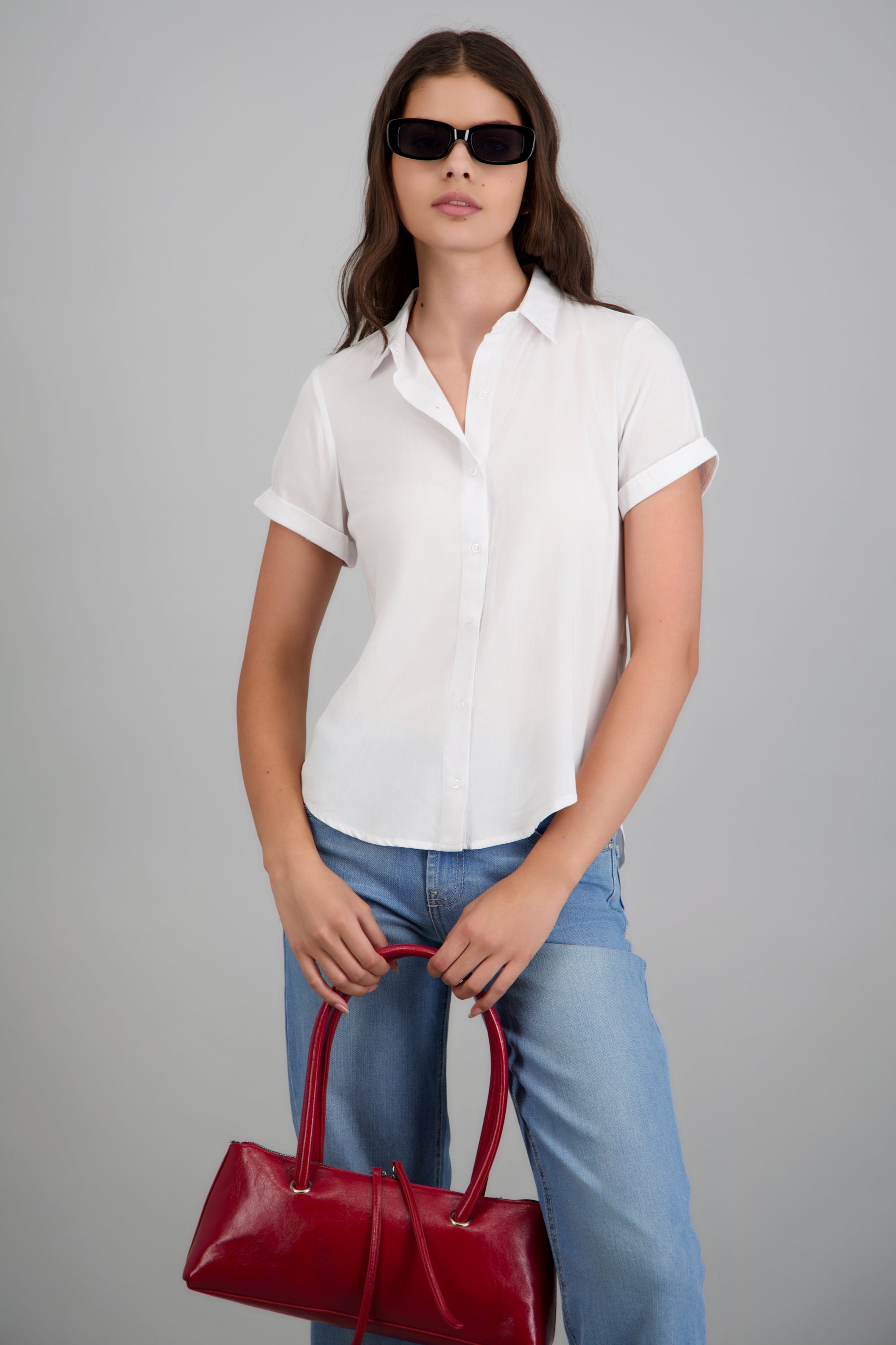 Camisa manga corta detalle botones BLANCO