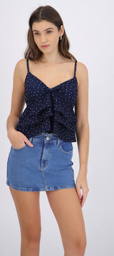 Top tirantes con olanes polka dots