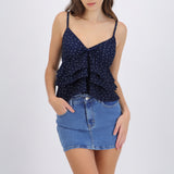 Top tirantes con olanes polka dots