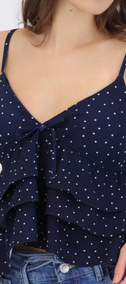 Top tirantes con olanes polka dots