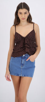 Top tirantes con olanes polka dots