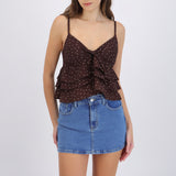 Top tirantes con olanes polka dots