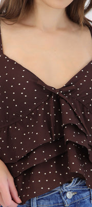 Top tirantes con olanes polka dots