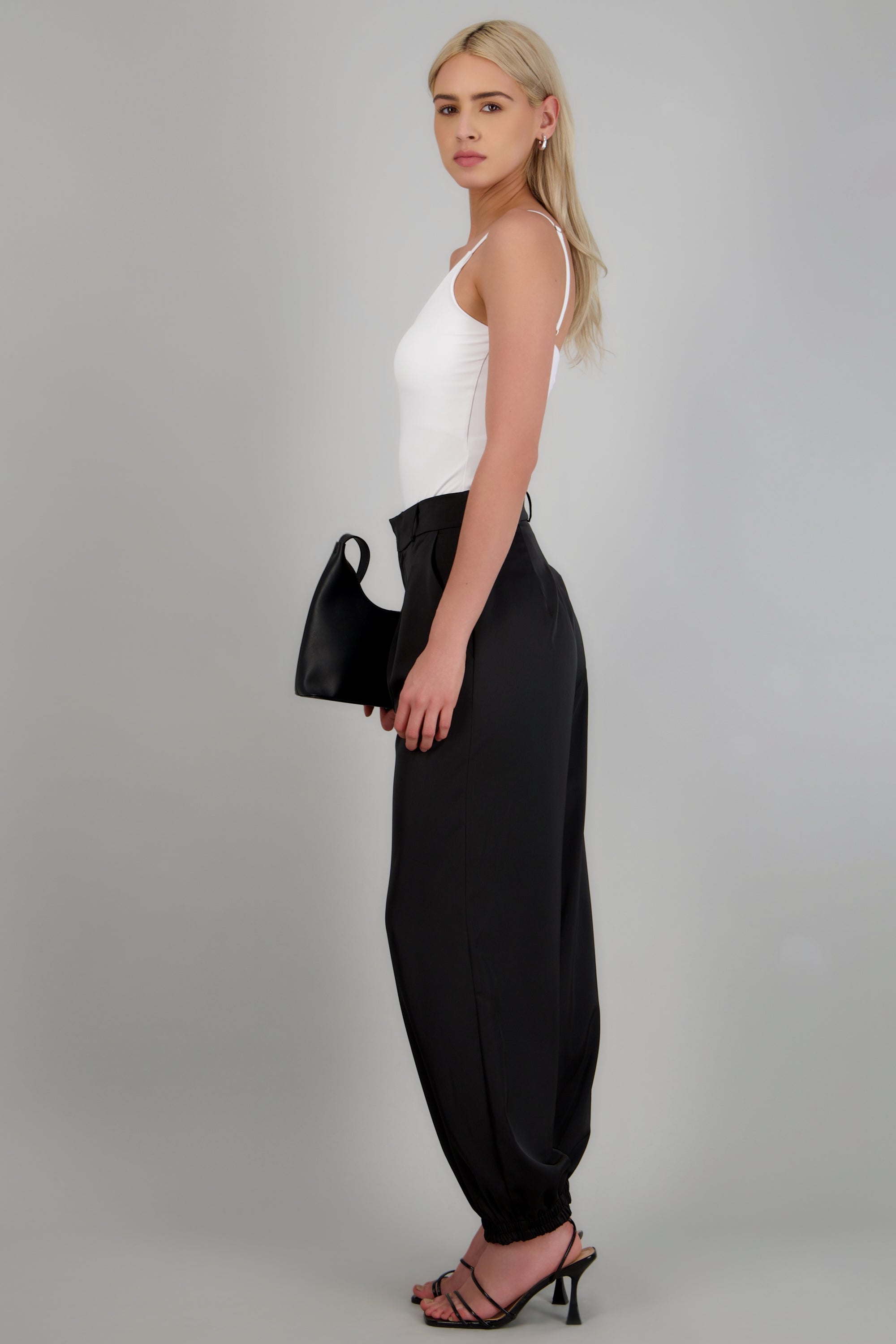Pantalon satin globo NEGRO