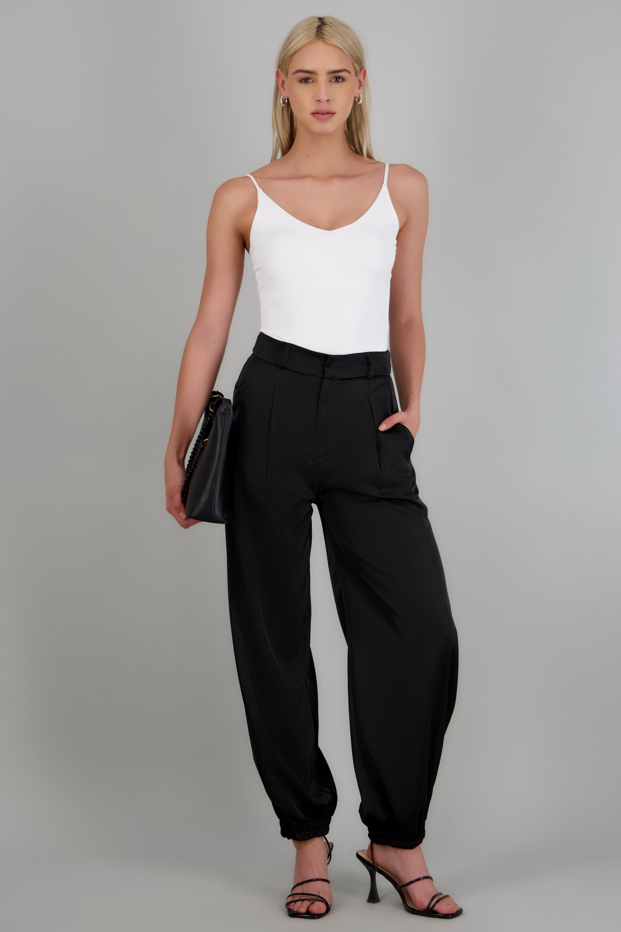Pantalon satin globo NEGRO