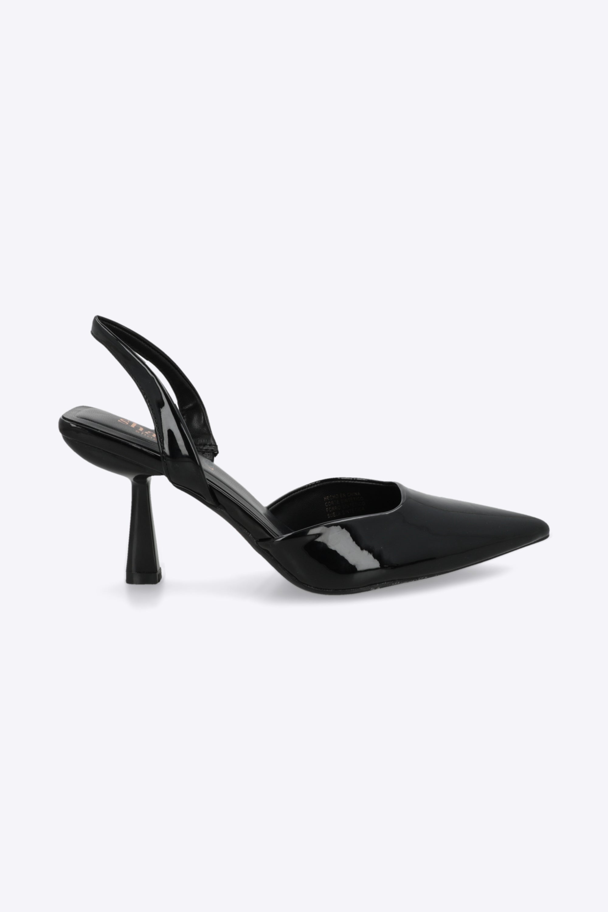 Tacón puntal d'orsay tira charol