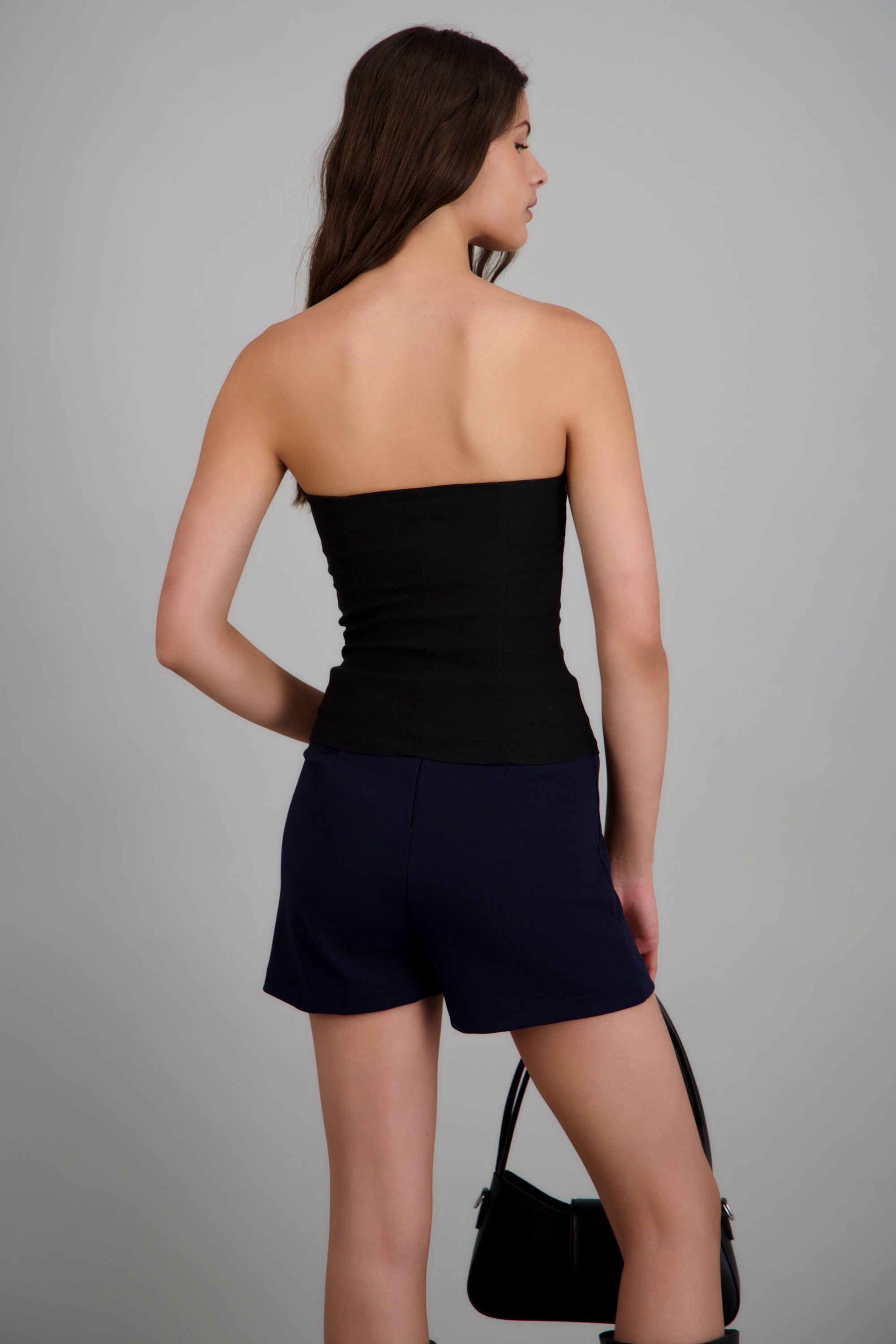 Top strapless detalle moño NEGRO
