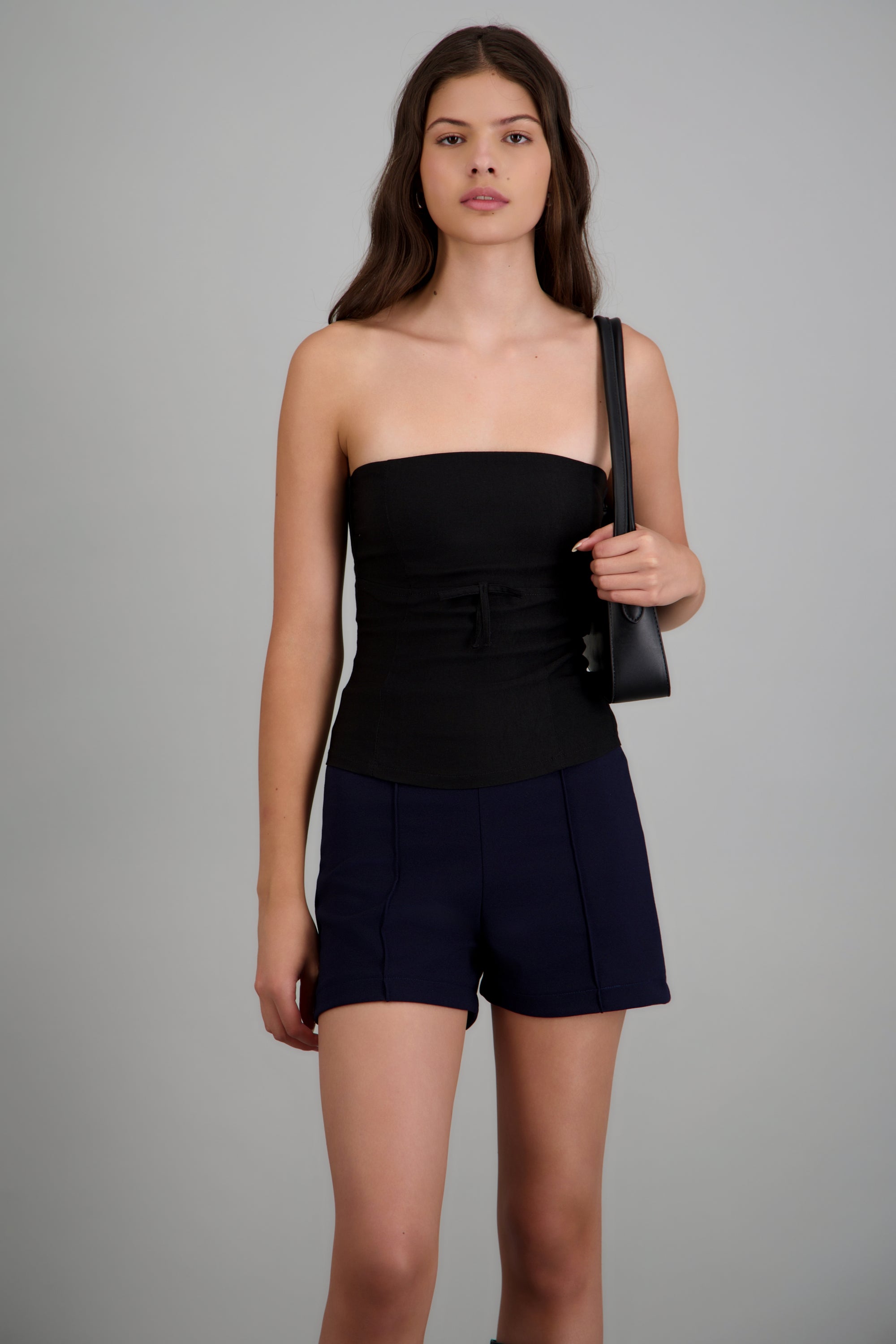 Top strapless detalle moño NEGRO
