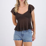 Blusa manga corta detalle escote